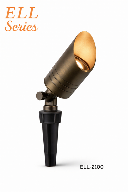 ELL-2100 Solid Brass Directional Uplight – Antique Finish